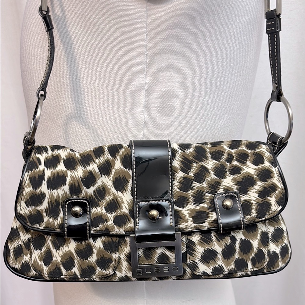 Y2K Guess Black Leopard Print Women's Bag